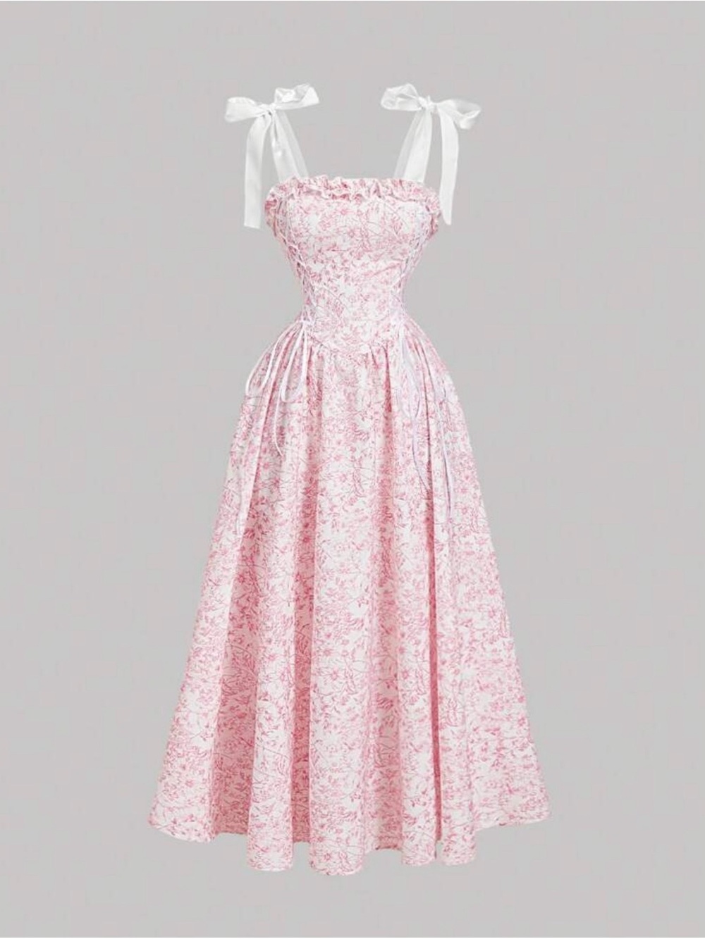 Sleeveless Pink Tie-Shoulder Midi Dress milkmaid